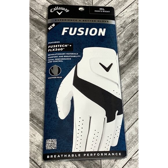 Callaway Mens Right Fusion Golf Glove - M/L White / Char 24 - Picture 4 of 4
